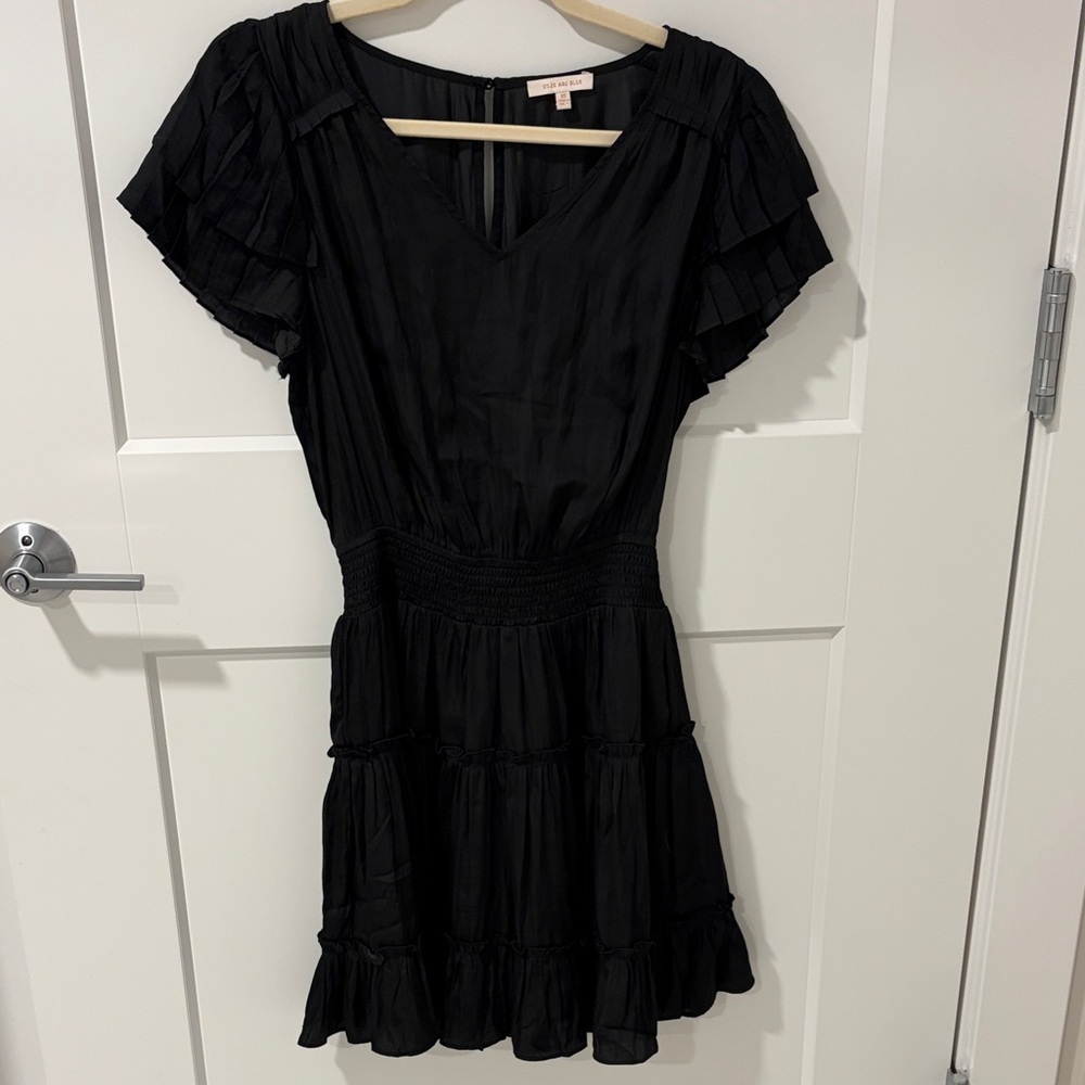 Skies Are Blue Black Ruffled Mini Dress
